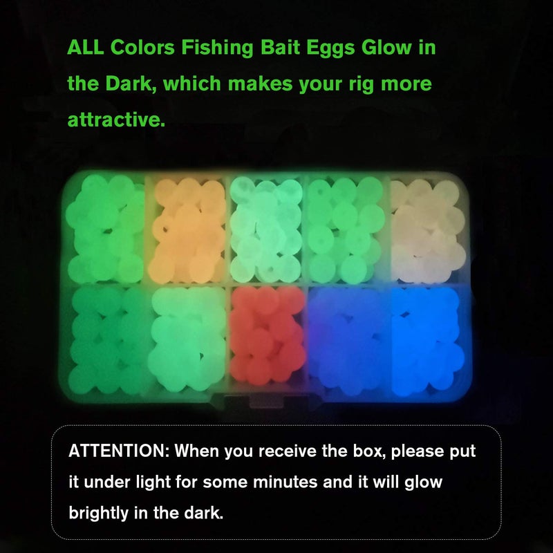 Dovesun Fishing Beads Assorted Beads Fishing Bait Eggs 10 Colors A-Glow in Dark 0.32in(250pcs) - Image 4